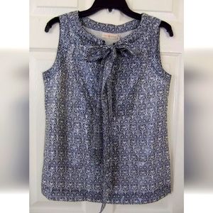 Tory Burch Navy and White Sleeveless Blouse